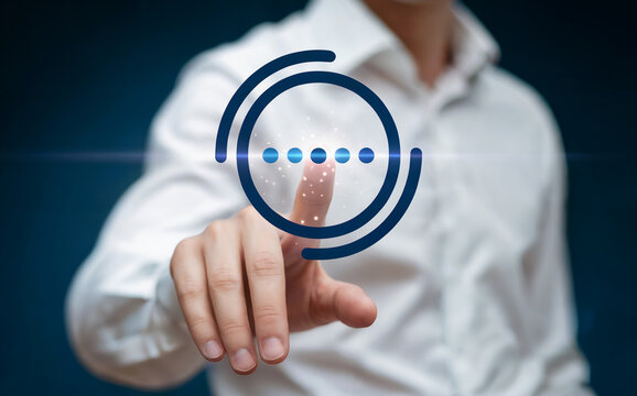 Businessman Touching a Digital Loading Progress Bar Icon