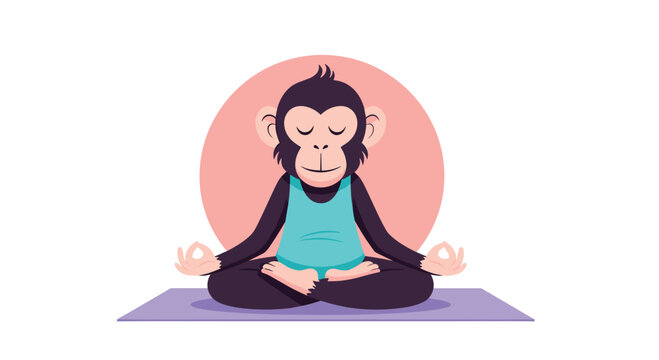 A monkey is meditating peacefully on a yoga mat.
