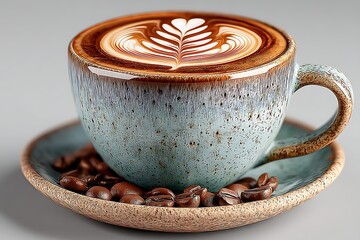 Elegant cappuccino cup with stunning latte picture