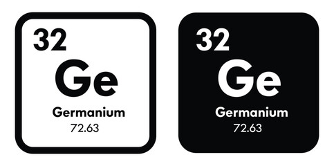 Germanium symbol. Chemical element of the periodic table. Vector illustration isolated on white background. Glass sign.