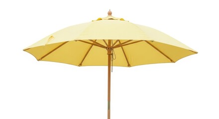 Yellow patio umbrella isolated on white background