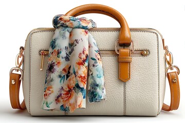 White handbag with stylish leather straps picture