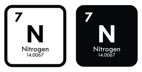 Nitrogen symbol. Chemical element of the periodic table. Vector illustration isolated on white background. Glass sign.