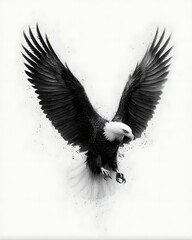 Bald eagle intense flight landing high resolution picture