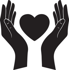 Black Silhouette of Hands Holding a Heart untitled