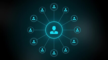Network system, network connections with people icons and man icon animation. Animation of network connections. futuristic digital network technology concept. showcasing futuristic technology network - Powered by Adobe