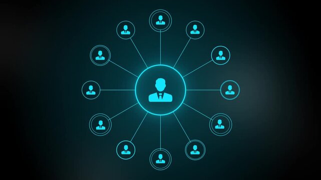 Network system, network connections with people icons and man icon animation. Animation of network connections. futuristic digital network technology concept. showcasing futuristic technology network - Powered by Adobe