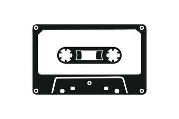 Old music cassette tape icon in flat style, isolated on white background, Retro music audio cassette, vector illustration 