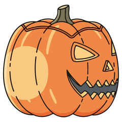 Cartoon Halloween Pumpkin Illustration - Spooky Jack-o'-lantern for Holiday Designs