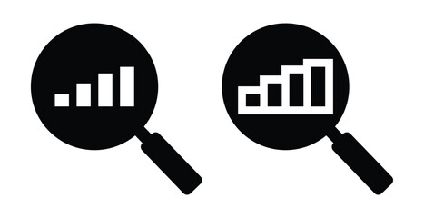 Magnifying Glass Icon Set – Search, Data Analysis, Market Research and Business Intelligence Vector Design