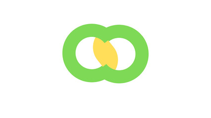 Abstract Interlocking Circles Logo, Green and Yellow Connection Symbol