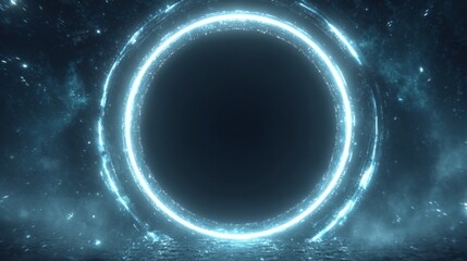 Fototapeta premium Futuristic Portal Frame with Bright Glow and Cosmic Elements in Sci-Fi Style