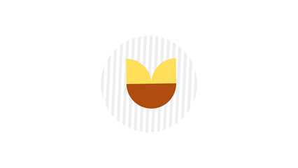 Minimalist Abstract Flower or Seed Icon with Striped Circle Background