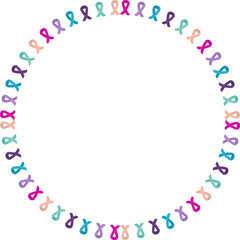 Cancer awareness month ribbons frame. A big colorful ribbon. Breast Cancer ribbon frame