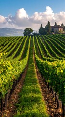 Vineyard landscape with terraced rows