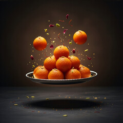 Authentic Stack Motichoor Laddus in a Plate with Garnish