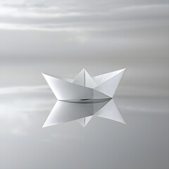 Paper Boat Sailing Across a Mirror