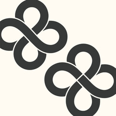 Obraz premium Vector art of two stylized infinity symbols forming a clover shape, representing luck, eternity, and endless possibilities, set against a neutral background
