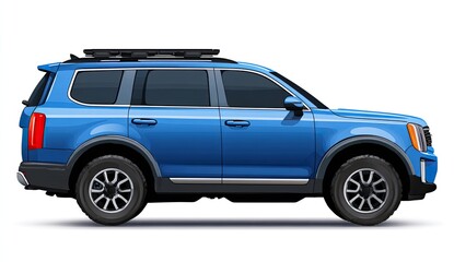 Side profile of a blue SUV