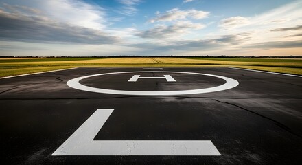 Naklejka premium Helipad Marking A Clear Landing Zone Under Open Skies, Ensuring Safe Operations