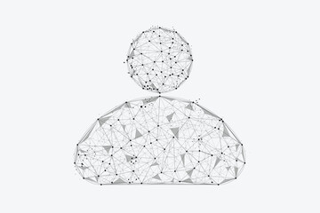 A 3D low-poly style blue avatar symbol representing a user profile.