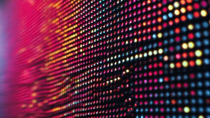 Obraz premium Close-Up View of Colorful LED Screen Pixels Displaying Bright and Vibrant Textures for Modern Backgrounds