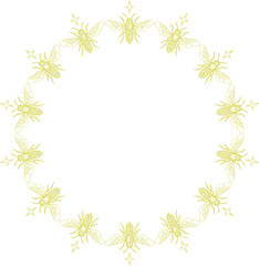 Honeybee frame. Cute honey Bee spring insect. Template with empty space for your text