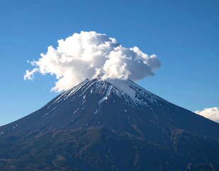 Fototapeta premium Mountain peak with snow and clouds