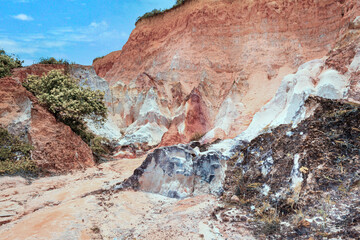 Praia do Espelho, Mirror Beach, famous for its geological formations of sandstone and arkose,...