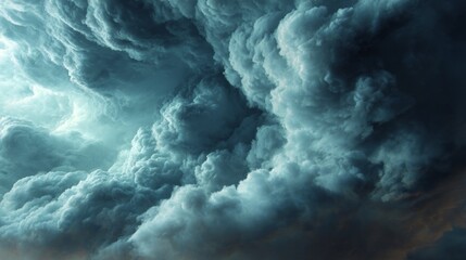 Dramatic Turbulent Clouds Filling the Sky During an Impending Storm with Textured Layers