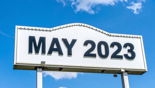 Large billboard sign displaying the month and year - Powered by Adobe