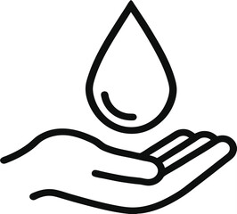 Dermatology tested vector icon in line style with water drop, hand with water logo. Dermatology test and dermatologist clinic icon, business concept allergy free and healthy 