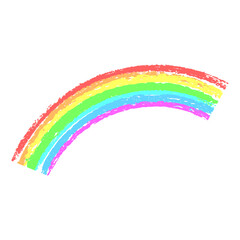 Fototapeta premium Kids chalk rainbow drawing hand drawn scribble element Vector illustration isolated on white