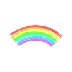 Kids chalk rainbow drawing hand drawn scribble element  Vector illustration isolated on white