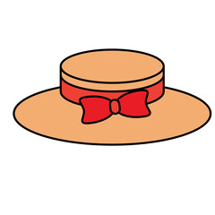 Simple cute summer straw hat with red bow