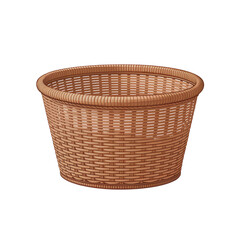 Woven natural rattan basket with open top and sturdy design