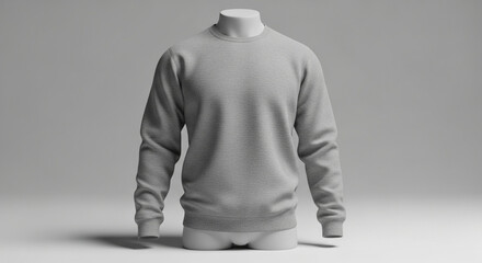 Basic Plain Gray Heather Crewneck Sweatshirt Jumper Template for Fashion Design Mockup