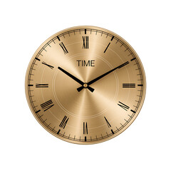 Elegant brass wall clock with roman numerals