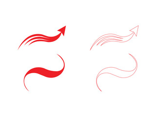 Two red arrows pointing upwards isolated on white background