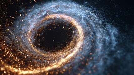 Swirling Glowing Particles in Dark Space Creating Cosmic Effect in a Mesmerizing Visual Display
