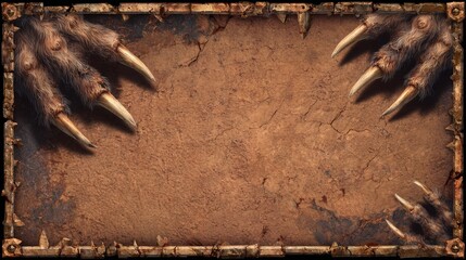 Detailed Background Featuring Animal Claw Marks and Textured Frame with Earthy Tones