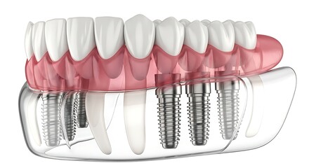 Dental implant model isolated on white background, illustrating tooth replacement