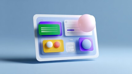 online webinar interface with floating UI elements and colorful highlights