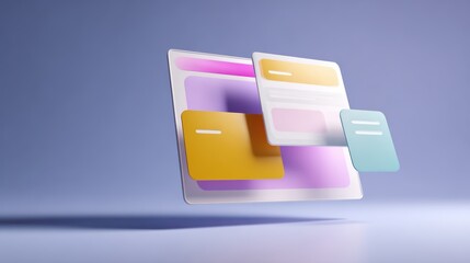 online webinar interface with floating UI elements and colorful highlights
