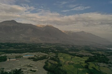 Beautiful aerial view of Badakhshan mountains and valley in Afghanistan