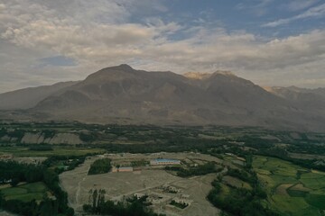 Beautiful aerial view of Badakhshan mountains and valley in Afghanistan