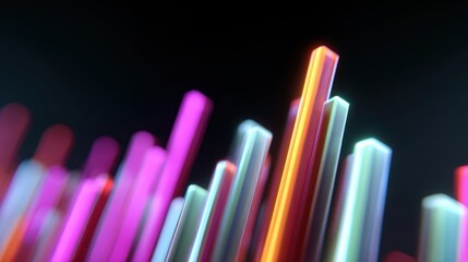 3D chart visualization with glowing neon bars and futuristic style