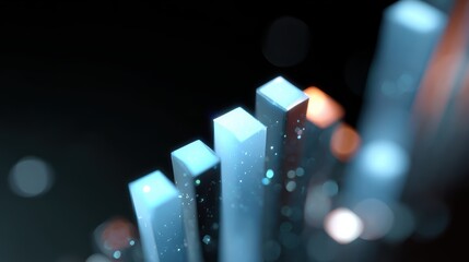 3D chart visualization with glowing bars and holographic effect