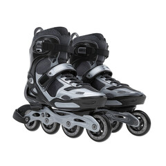 Rollerblades featuring sleek black and silver design, perfect for skating enthusiasts. These inline skates offer comfort and performance for both beginners and experienced users