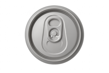 Aluminum beverage can top view with pull tab
